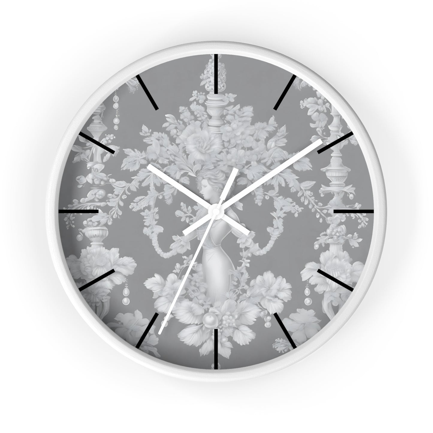 Wall Clock, Pearl Lady Toile / Slate, Hands/Base Variants