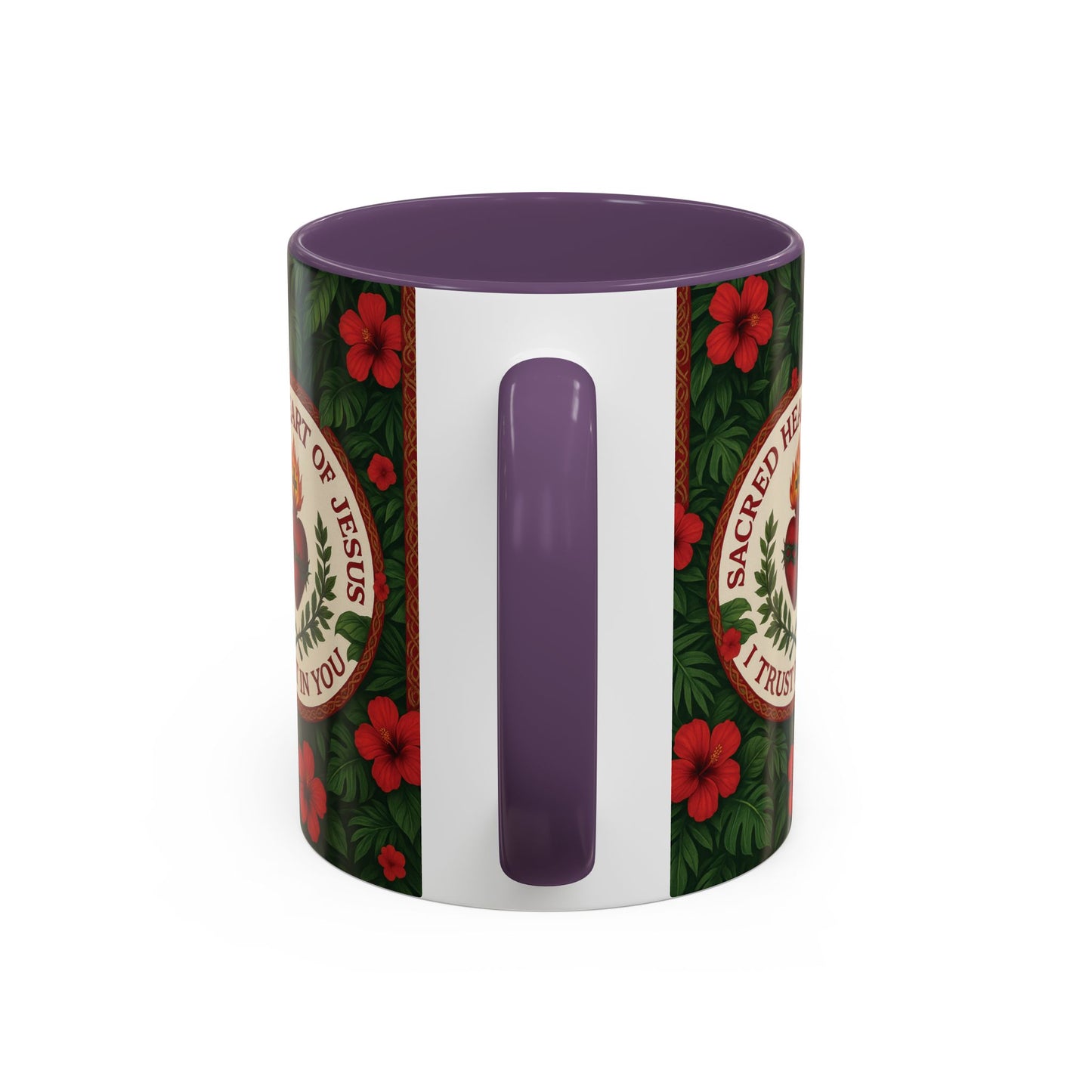 Religious Accent Color Coffee Mug (11, 15oz) / Sacred Heart of Jesus Prayer, Various Colors