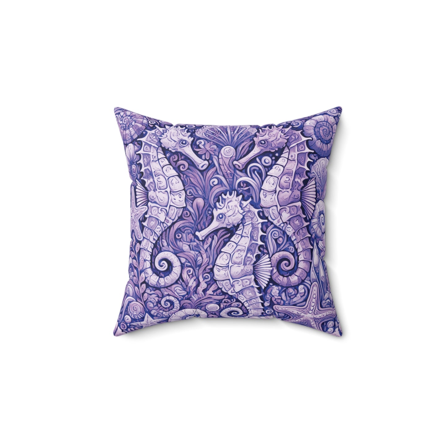 Decorative Pillow - Accent Cushion, 4 Sizes / Seahorse Trio, Amethyst