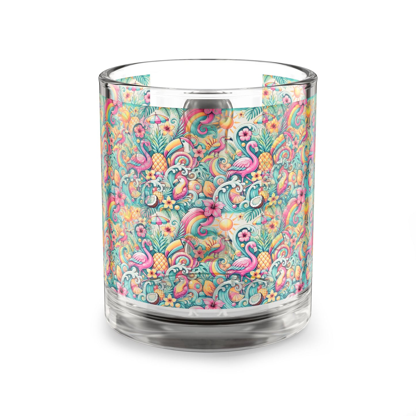 Tropical Glass Mug - 10oz Coffee Cup / Flamingo Funday