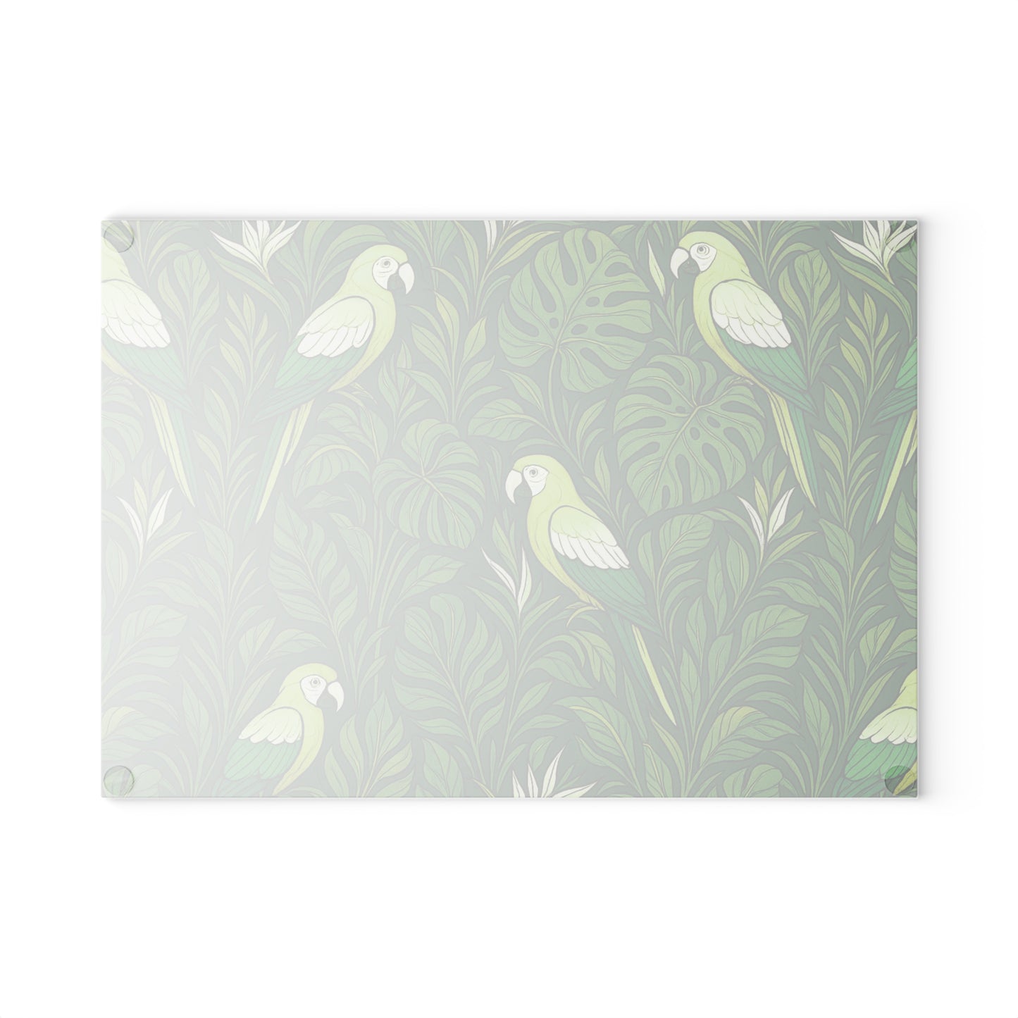 Glass Cutting Board, 2 sizes - Parrot Family, Lime