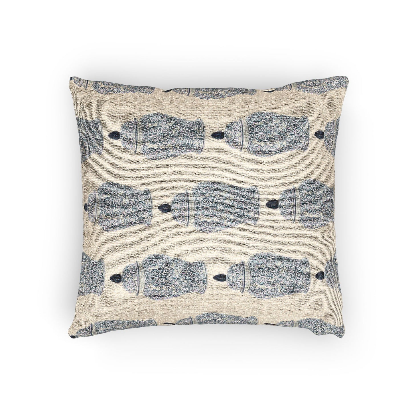 Woven Pillow, 17"W x 18"L - Tropical Blue Ginger Jar, Repeat