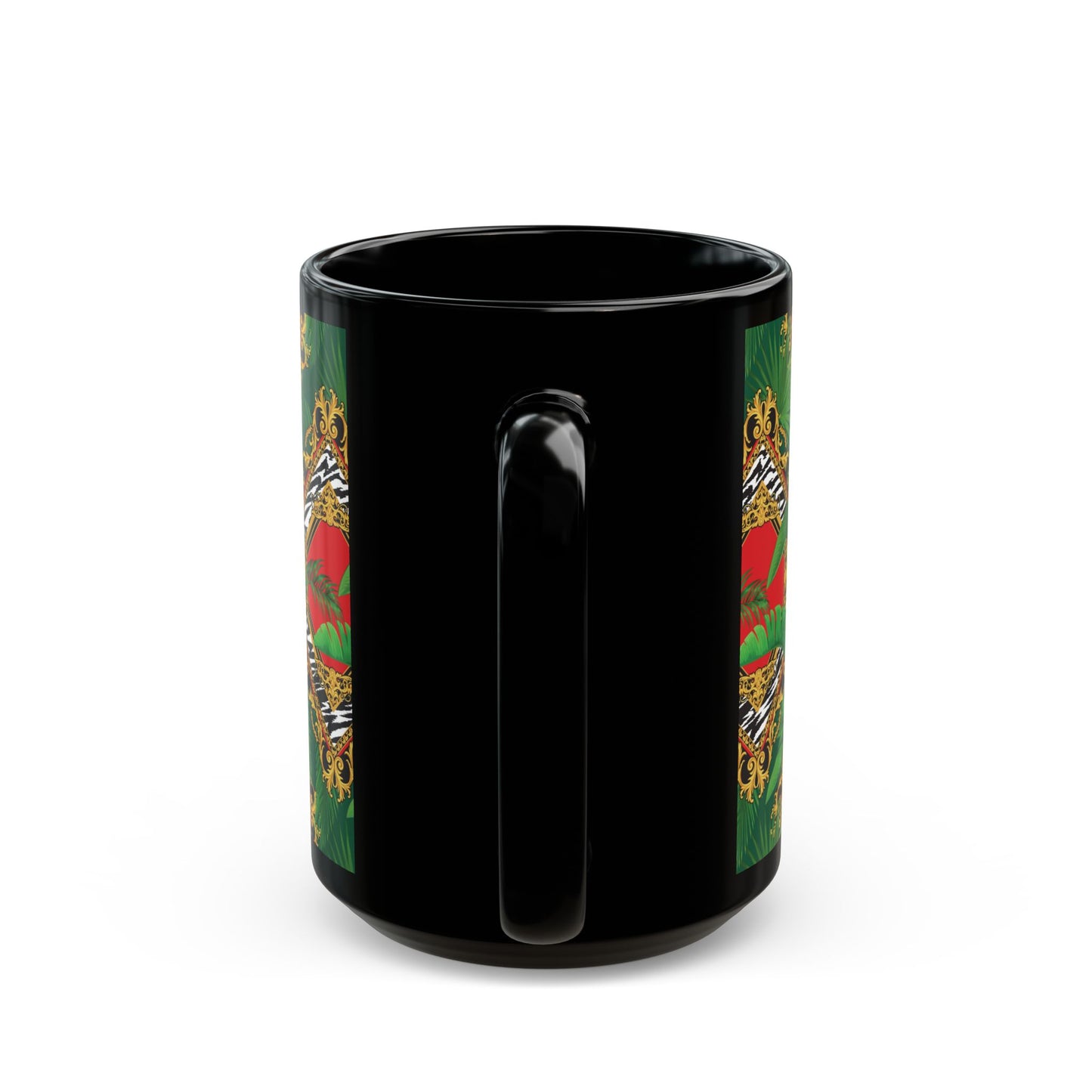 Black Mug (11oz, 15oz), Jungle Luxe, Red