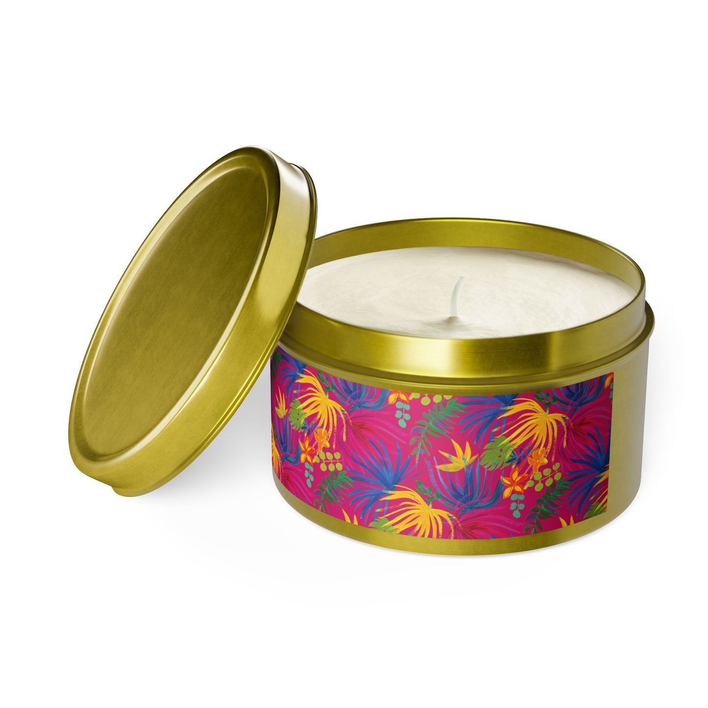 Tin Candles, 2 sizes, 3 tin colors - Exotic Flora