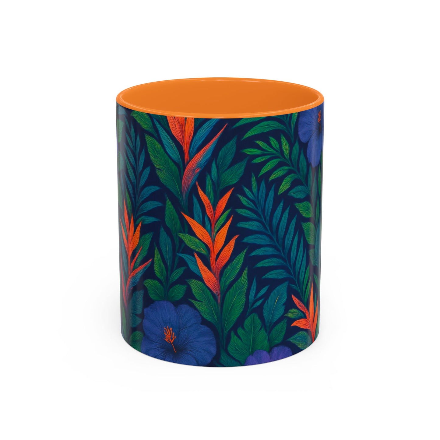 Vibrant Floral Coffee Mug - 11oz & 15oz / Midnight Flower Coral