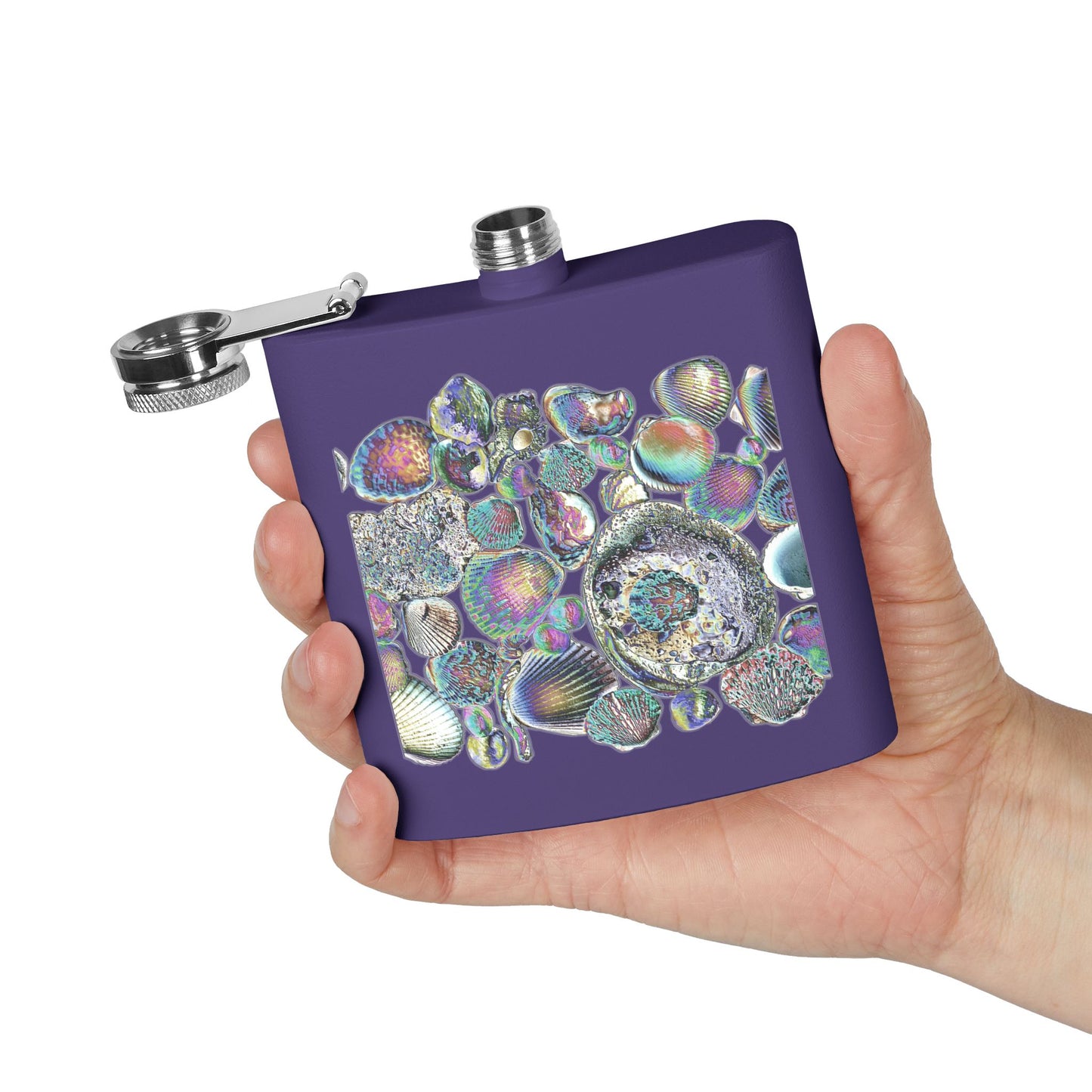 Tropical Stainless Steel 6 oz. Flask, Many Colors  – Heatwave Seashell Collection