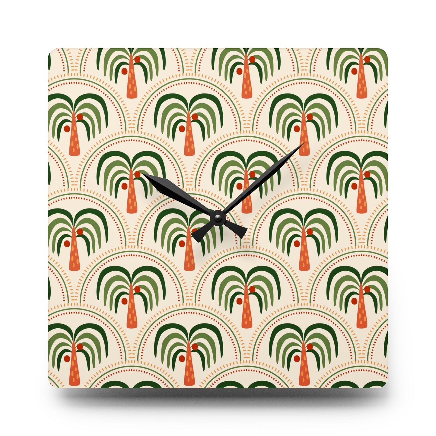 Acrylic Wall Clock, Exotic Stylized Palms