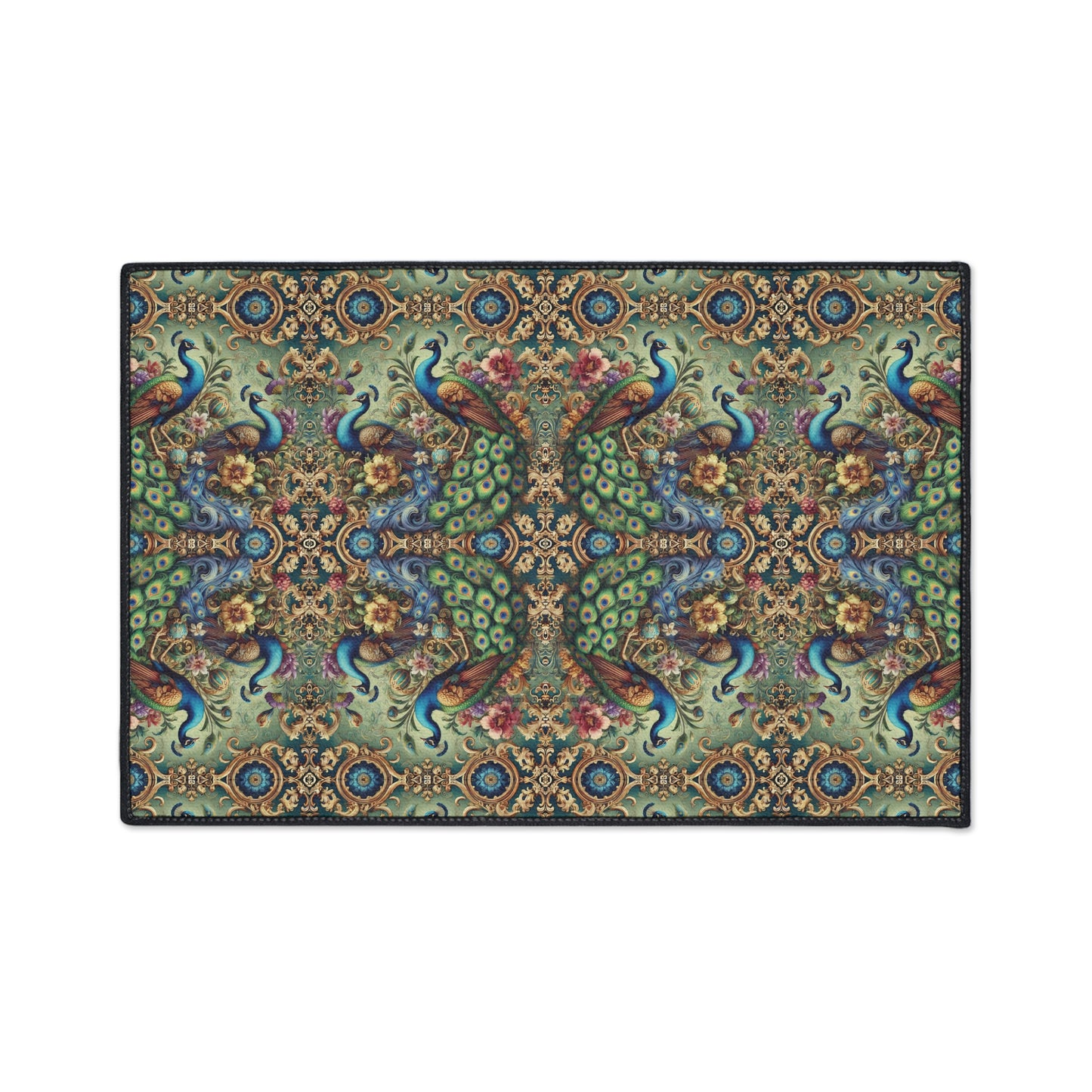 Heavy Duty Floor Mat, 5 Sizes – Tropical Area Rug for Home Décor / Kaleido Peacock Royals