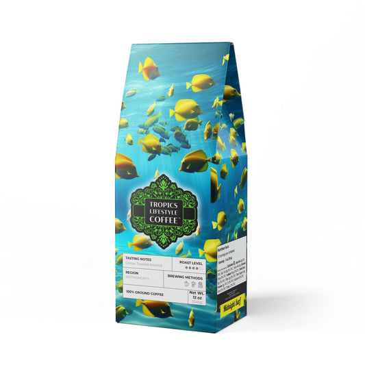 Midnight Surf Blend™ (Medium-Dark Roast) Specialty Grade Craft Coffee / School of Fish, Yellow Tang