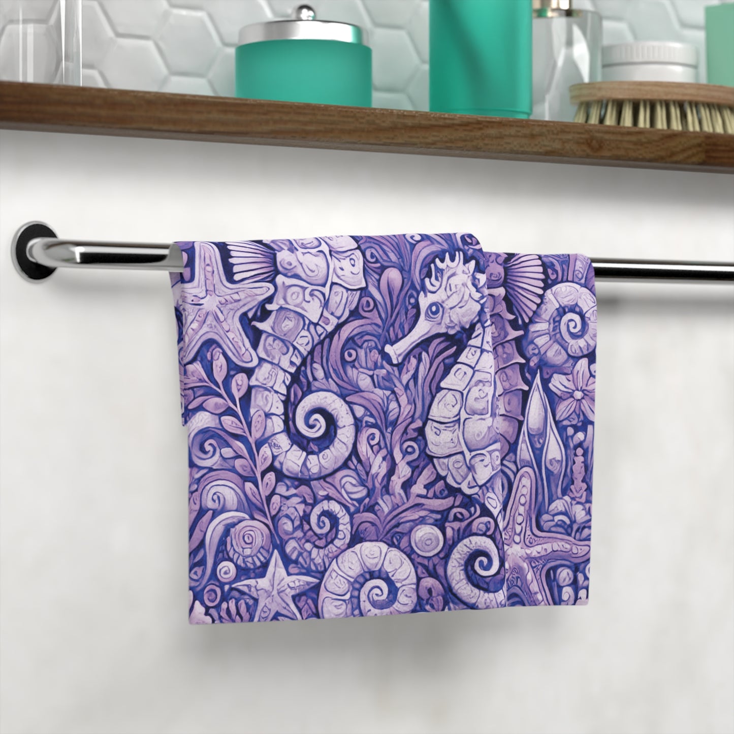 Face Towel - Seahorse Trio/Amethyst