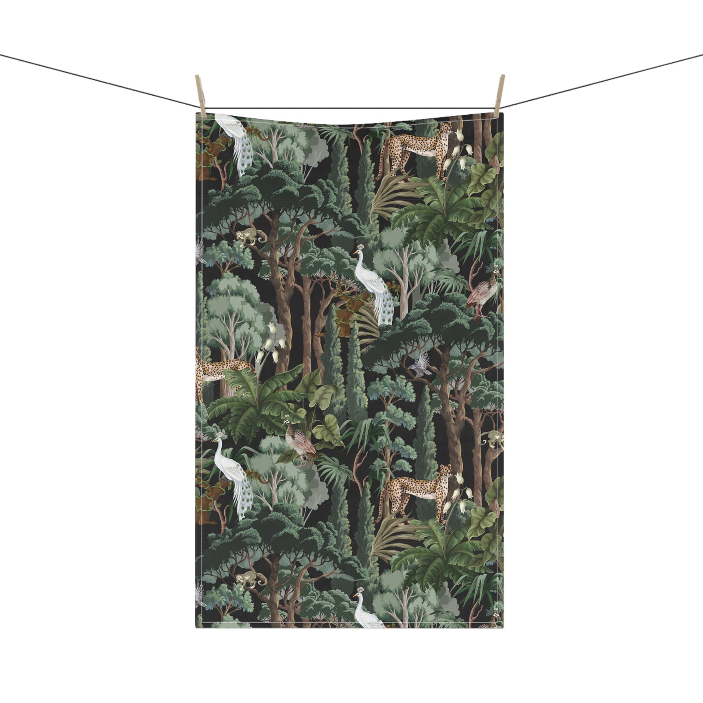 Tea Towels (cotton, poly) - Hidden Peacocks, Midnight