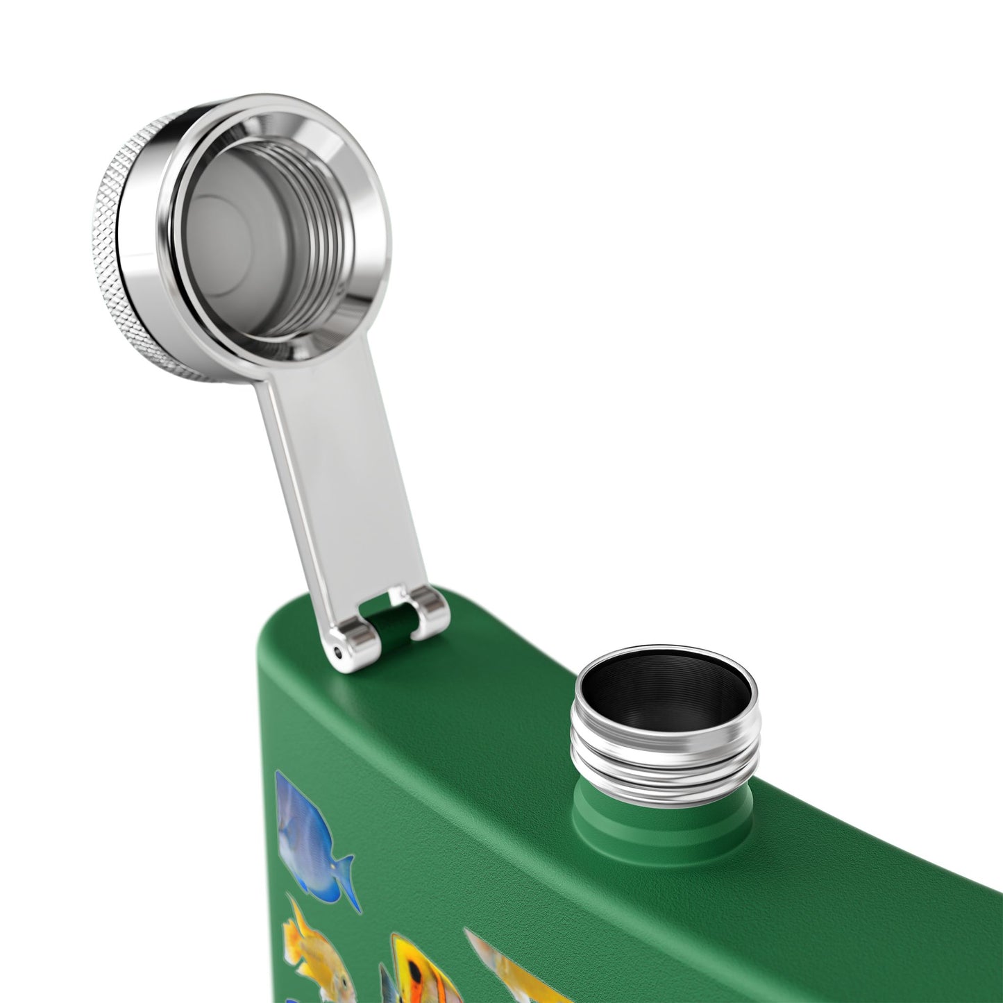 Tropical Stainless Steel 6 oz. Flask, Many Colors – School of Fish