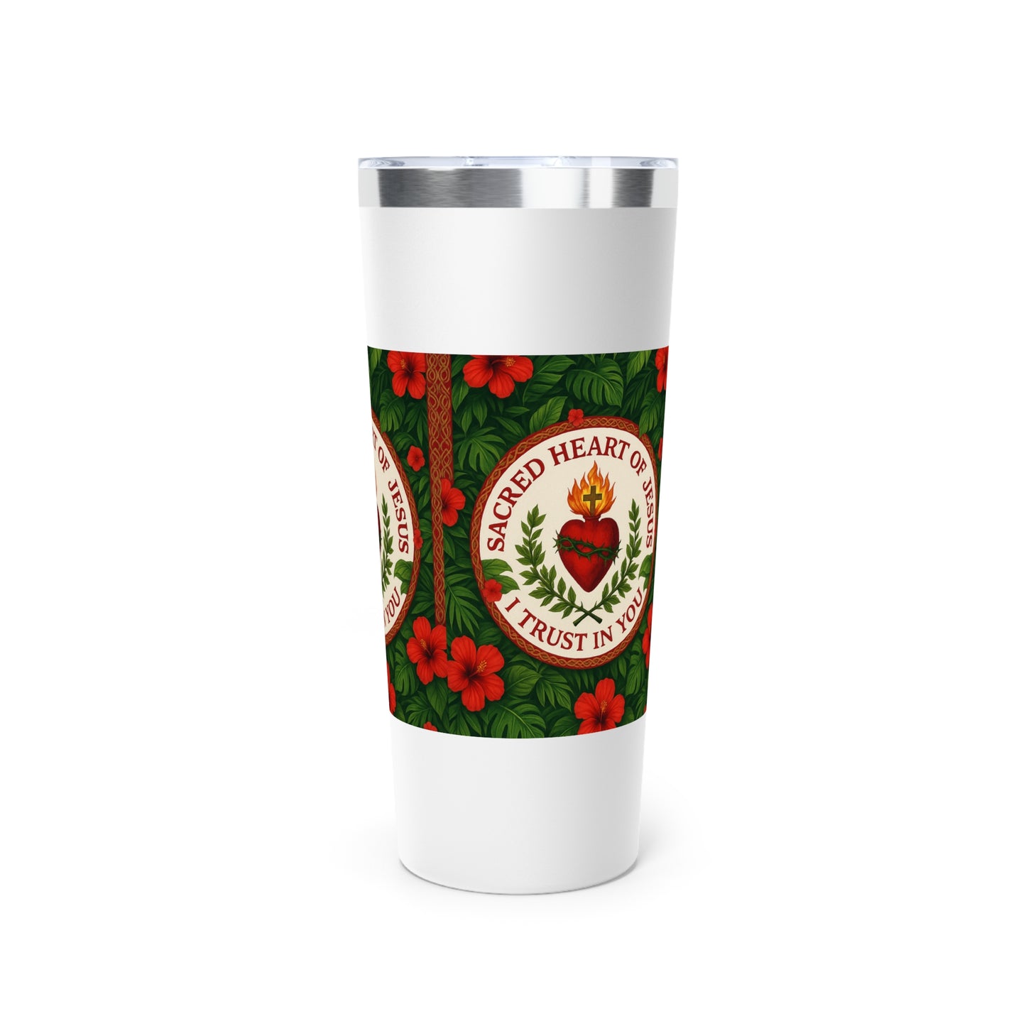 Religious Copper Vacuum Insulated Tumbler, 22oz - Sacred Heart of Jesus Prayer