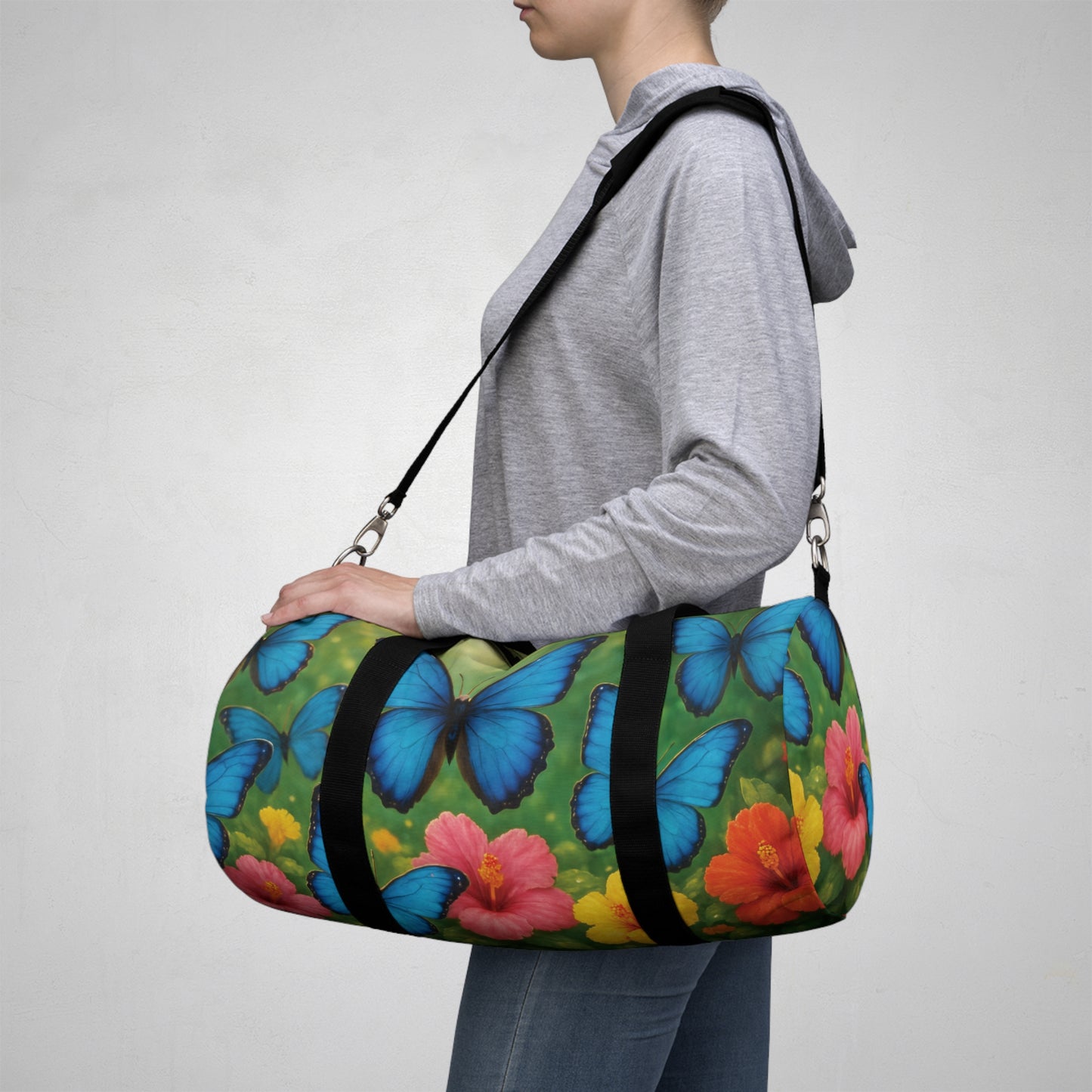 Tropical Rainforest Duffel Bag - Perfect for Travel and Gym / Morpho Butterlfy Flight