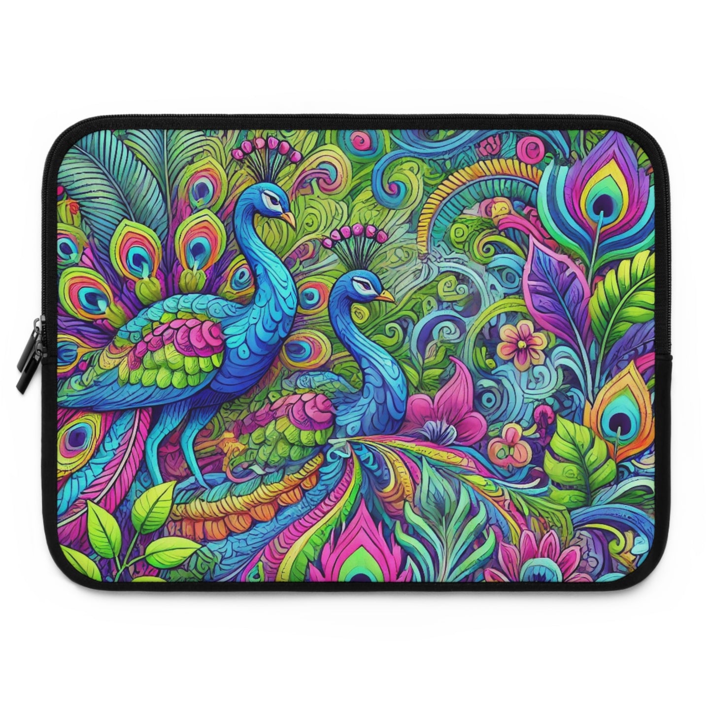 Tropical Laptop Sleeve, 5 Sizes - Perfect for Beach Lovers & Students / Rainforest Peacocks POP