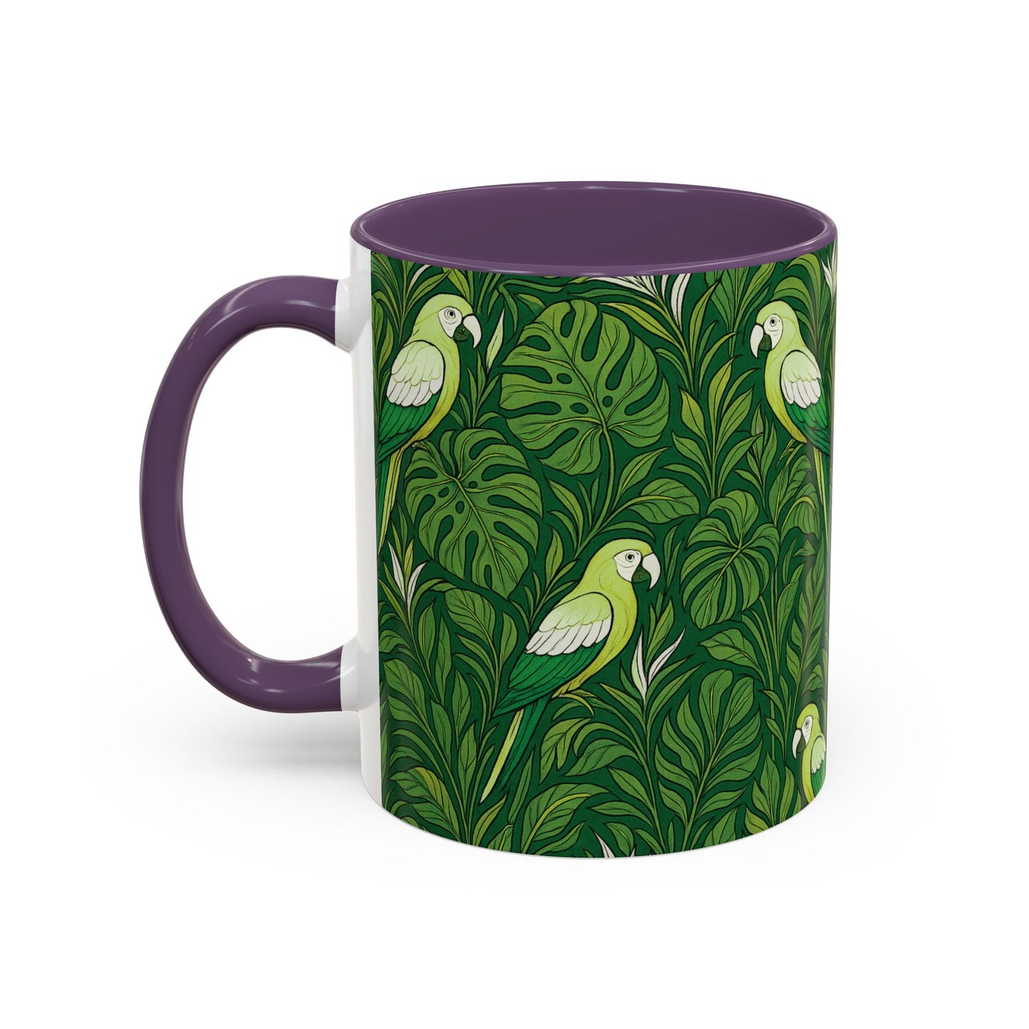 Accent Coffee Mug (11, 15oz), 8 Colors - Parrot Family, Lime