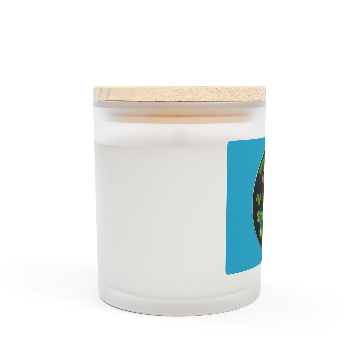 Frosted Glass Candle, 11oz - Two Brazilian Parrots, Turquoise