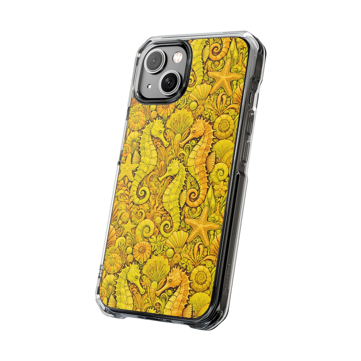 Seahorses/Yellow Magnetic Clear Phone Case, Many Models