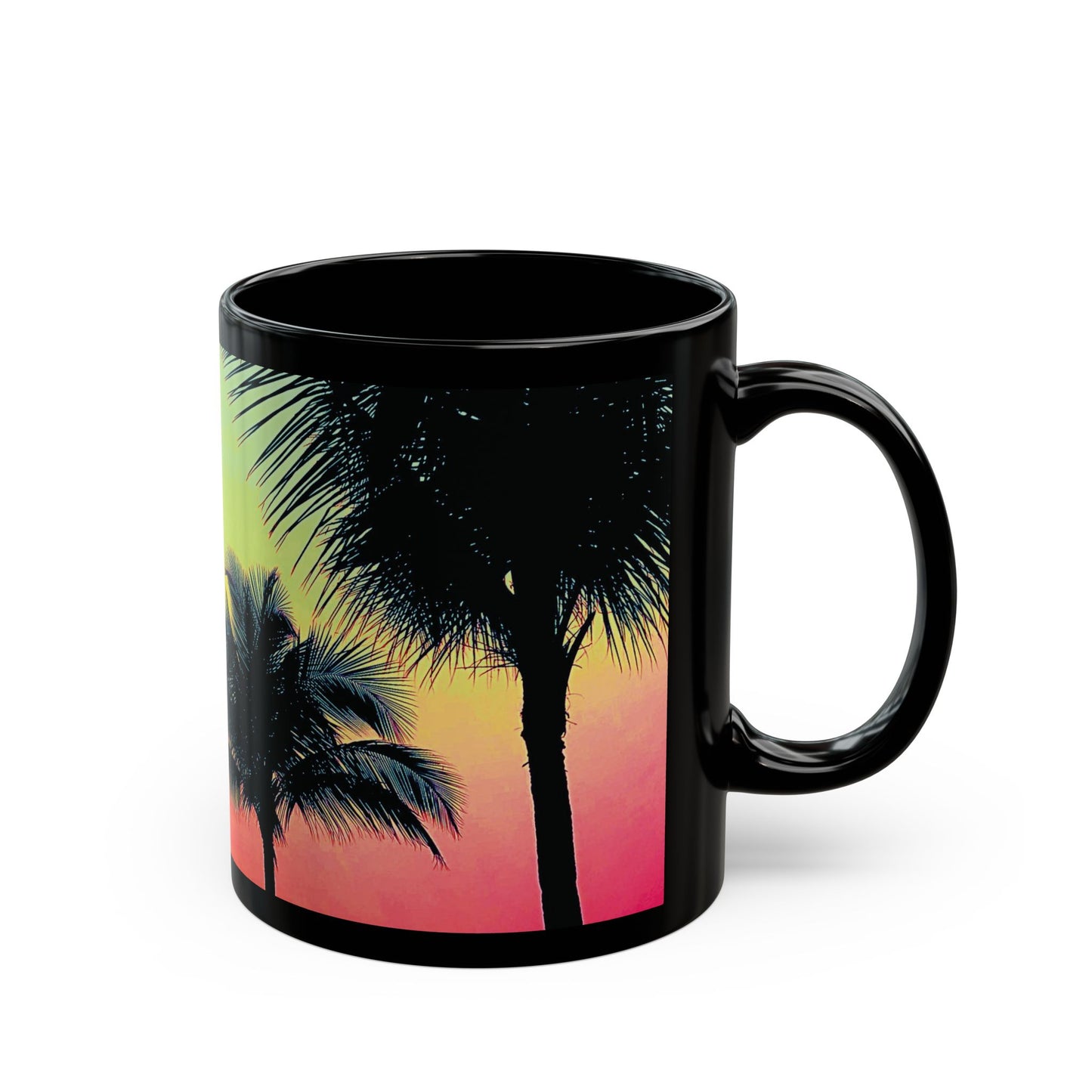 Black Coffee Mug - Palm Glow, Sangria