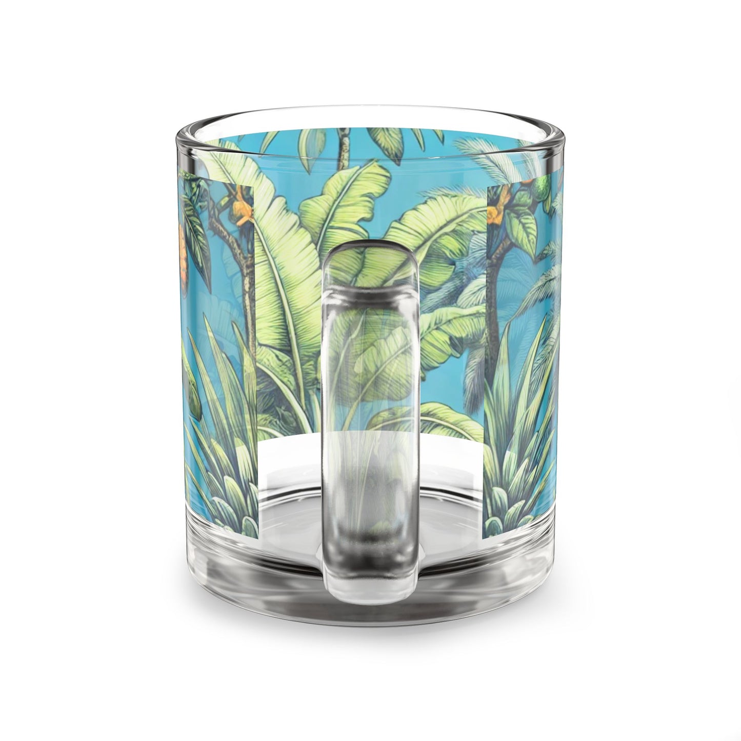 Tropical Fruit Blue Glass Mug - 10oz, Perfect for Beach Lovers