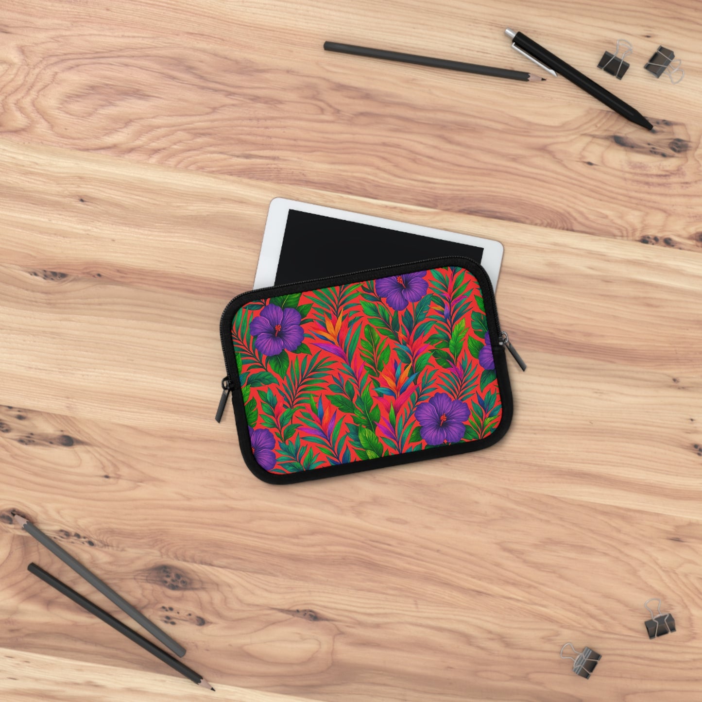 Tropical Laptop Sleeve, 5 Sizes - Perfect for Beach Lovers & Students / Midnight Flowers