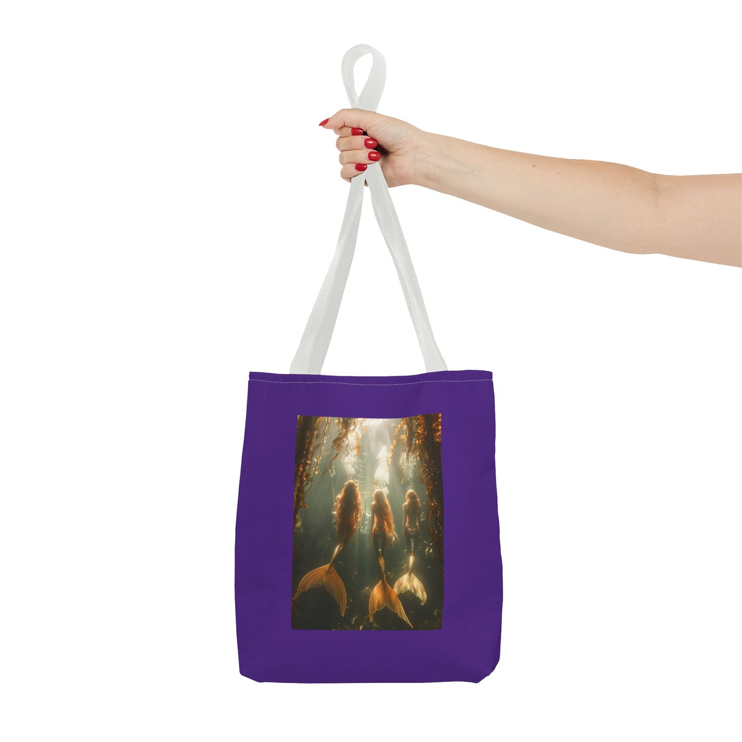 Three Mermaid Sisters, Purple Tote Bag - 3 Sizes