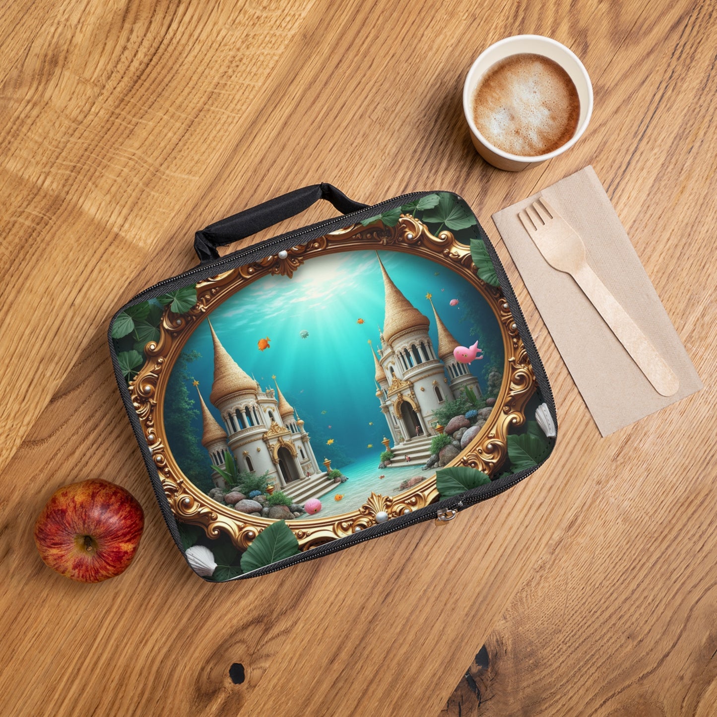 Mermaid Palace/Libyan Sea Lunch Bag - Eco-Friendly Insulated Tote, Adult and Child Lunchbox / Perfect for Picnics, Beach Outings