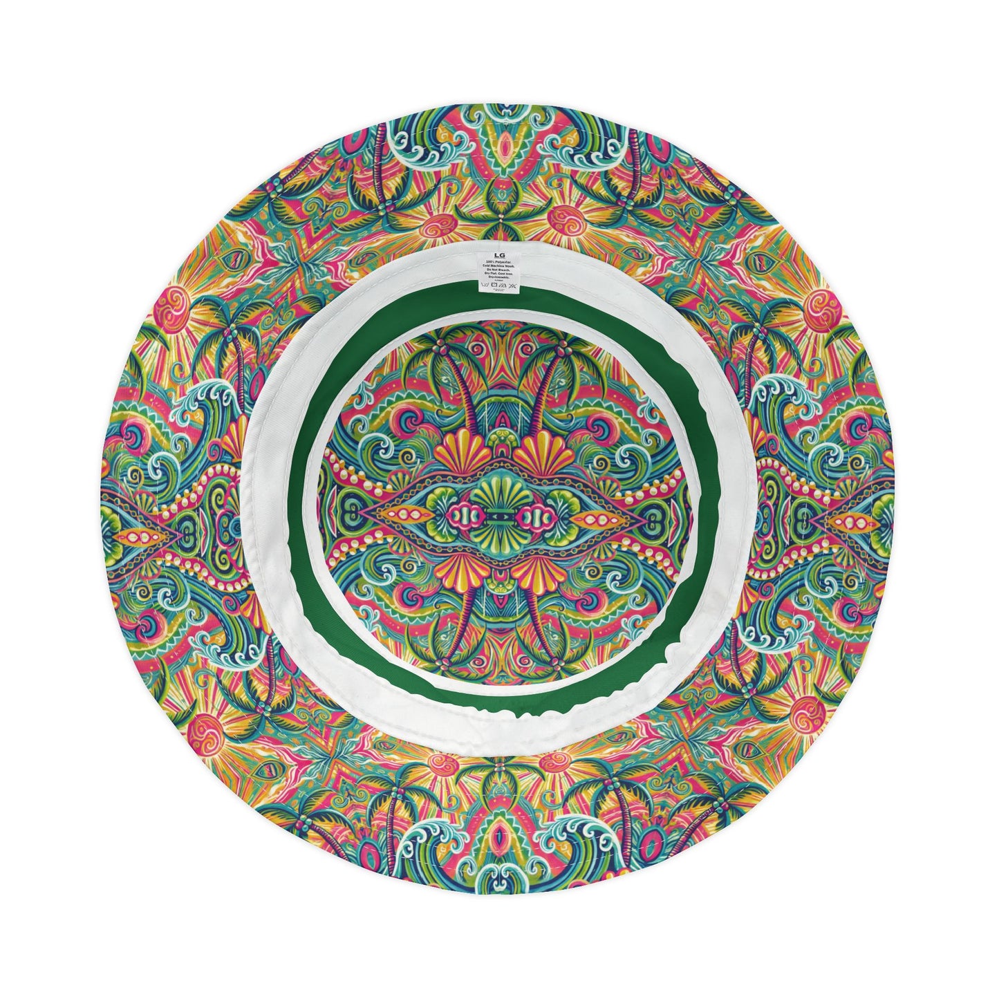 Tropical Polyester Bucket Hat, 2 Sizes - Kaleido Bay/Green