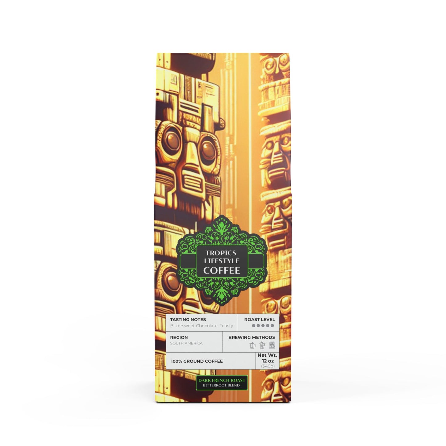 Black Coral Blend™ (Dark French Roast) Specialty Grade Craft Coffee / Techno Tiki Totems