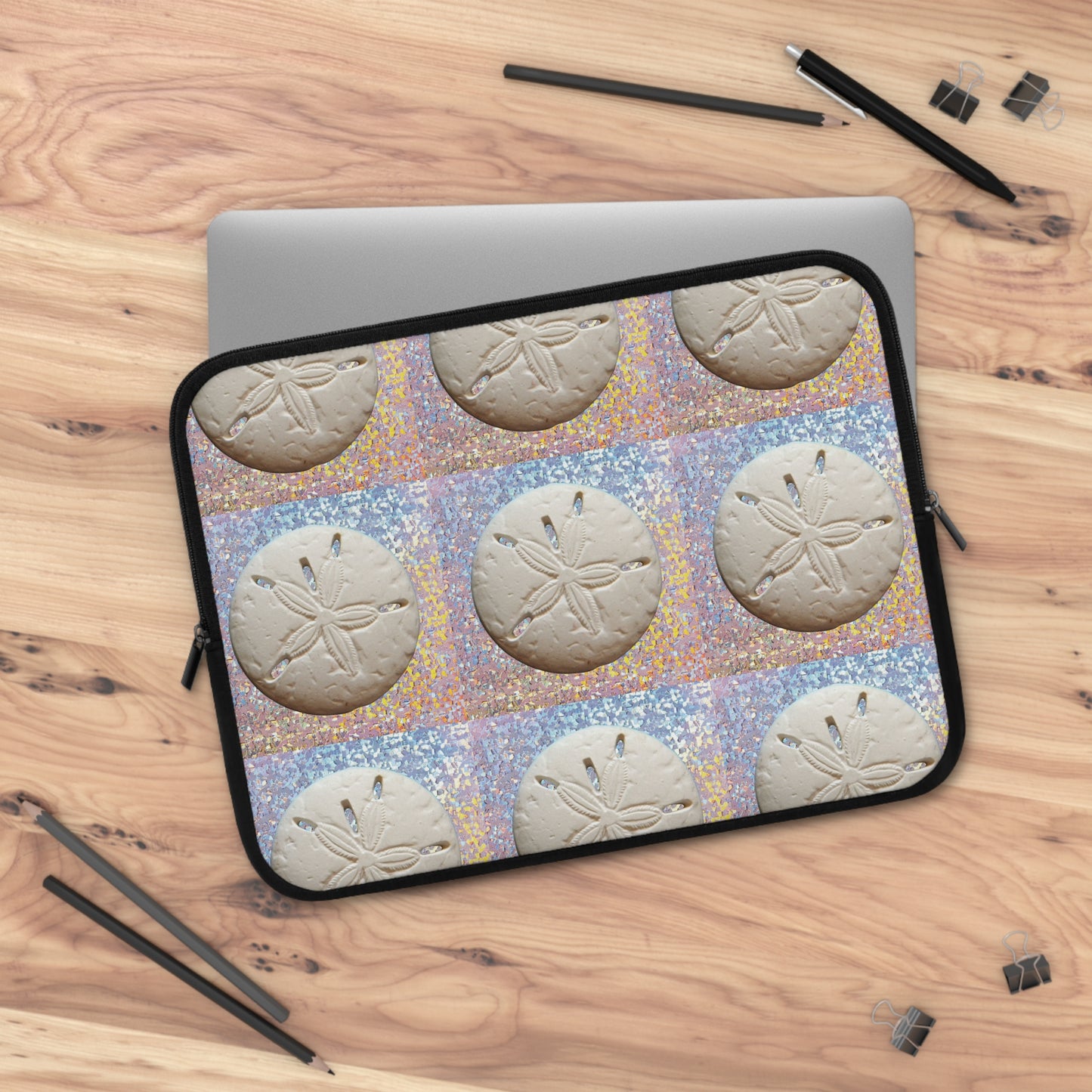 Tropical Laptop Sleeve, 5 Sizes - Perfect for Beach Lovers & Students / Disco Sand Dollar, Repeat