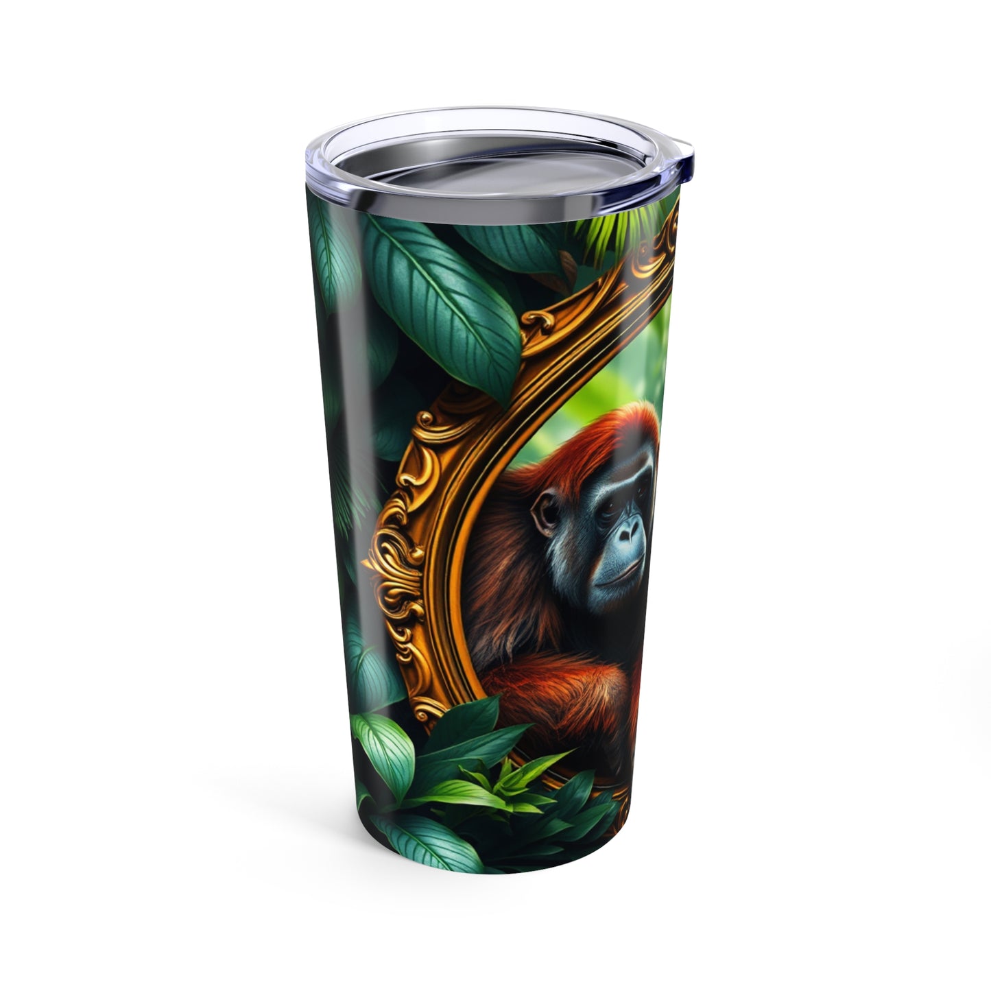 20oz Tropical Glossy Tumbler, Stainless Steel / Framed Orangutan Apes