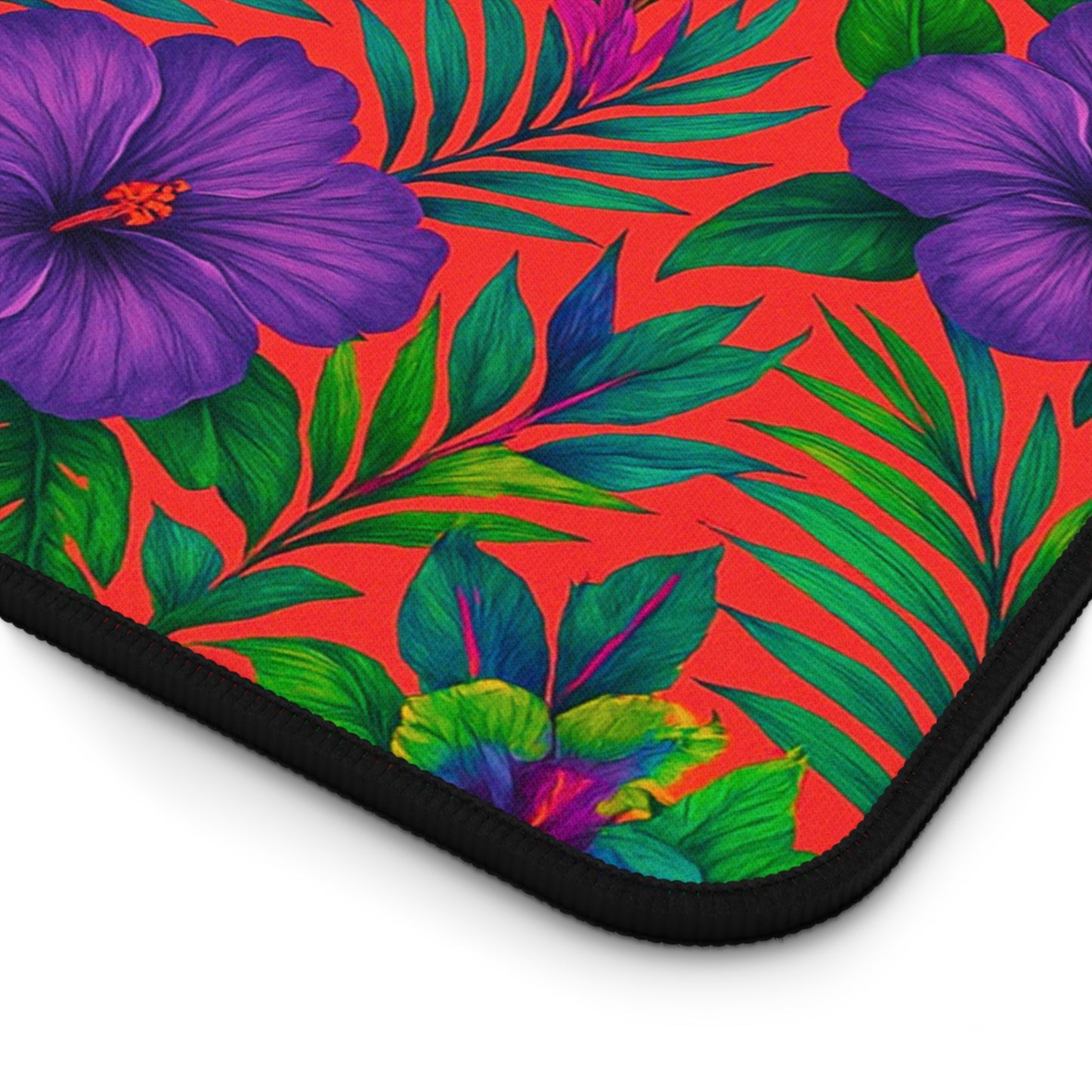 Tropical Paradise Desk Mat, 3 Sizes - Perfect for Home Office - Midnight Flower Coral