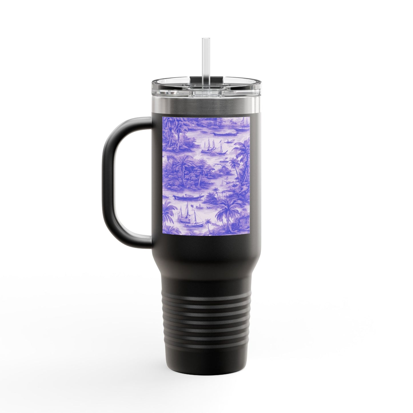 Insulated Travel Mug, 40oz / Tropical Toile, Amethyst - Perfect for Outdoor Adventures