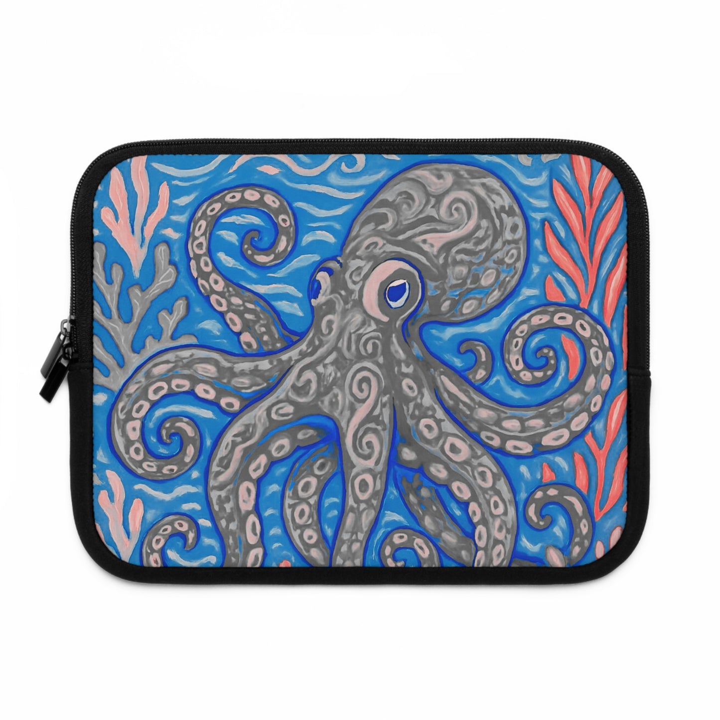 Tropical Laptop Sleeve, 5 Sizes - Perfect for Beach Lovers & Students / Octopus Kraken Joe, Slate