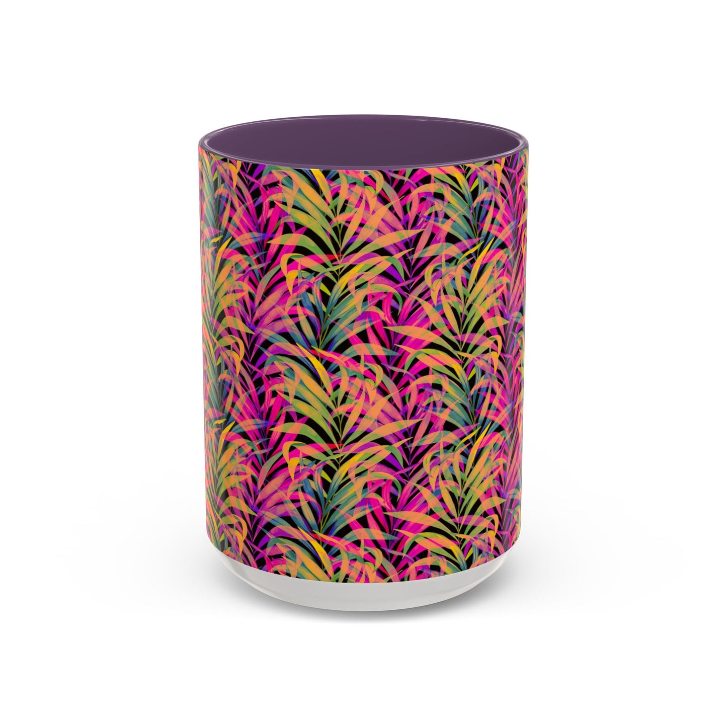 Accent Coffee Mug (11, 15oz), Rainbow Fronds / Various Colors