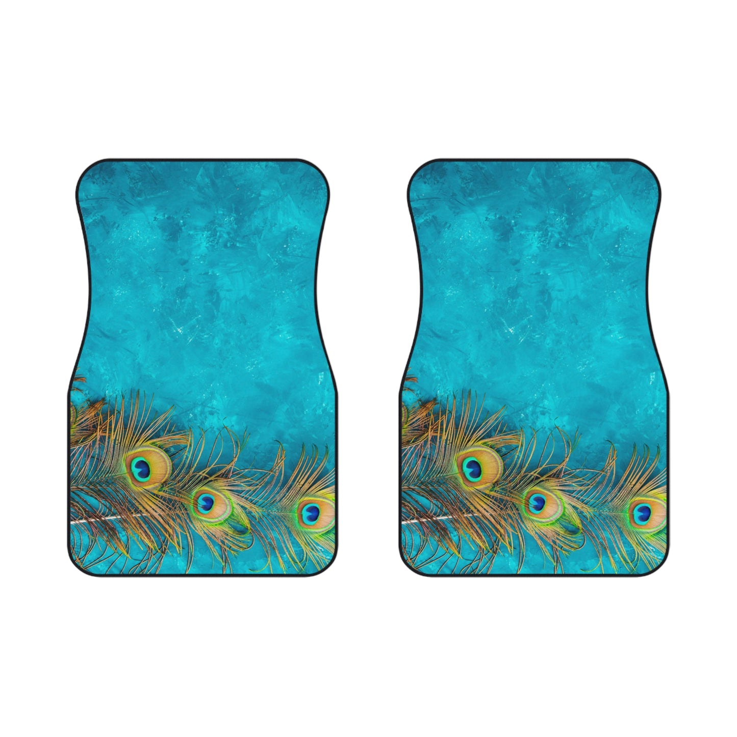 Peacock Turquoise Glow Car Floor Mats - SET of 2