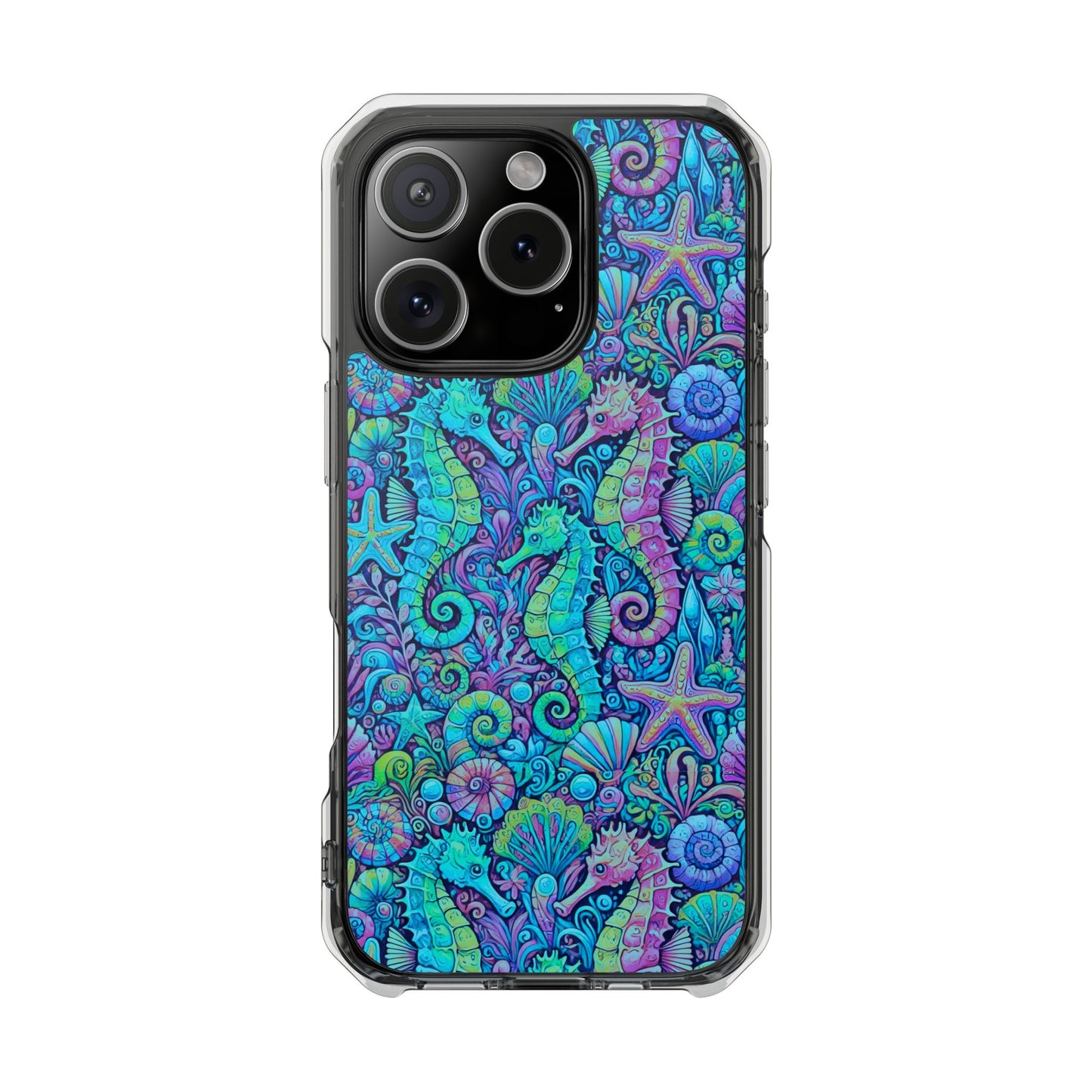 Seahorses/Turquoise POP Magnetic Clear Phone Case, Many Models