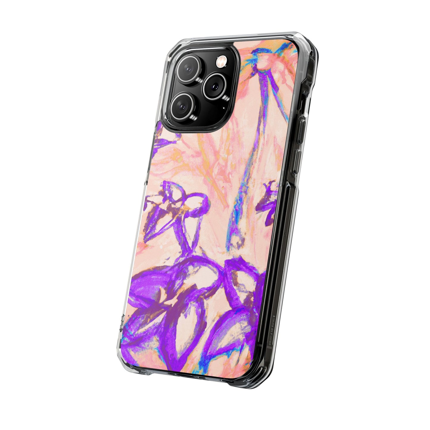 Tropical Doodles/Peach Magnetic Clear Phone Case, Many Models