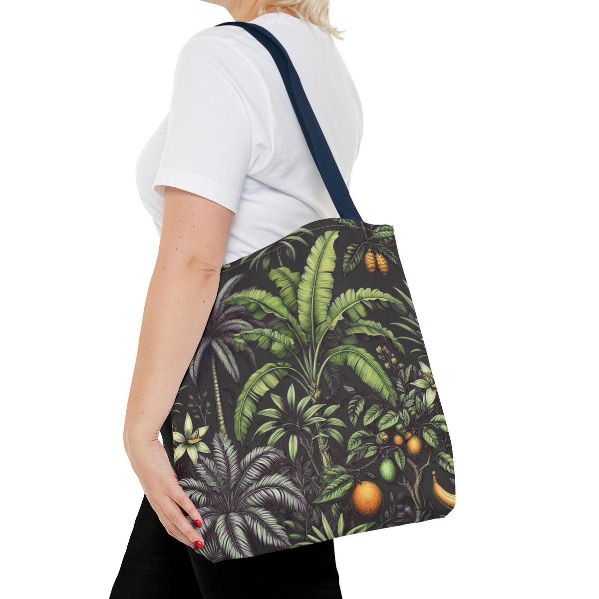 Tropical Fruit/Black Tote Bag - 3 Sizes