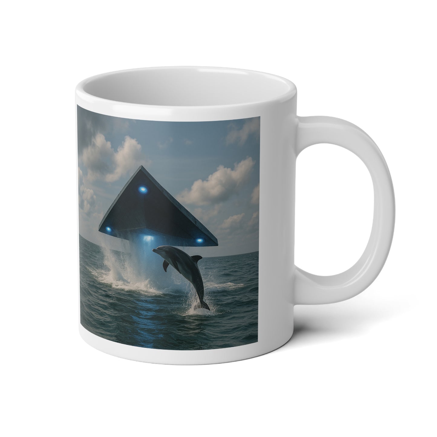 Jumbo Mug, 20oz, UFO and Dolphin | Tropical Coffee Cup