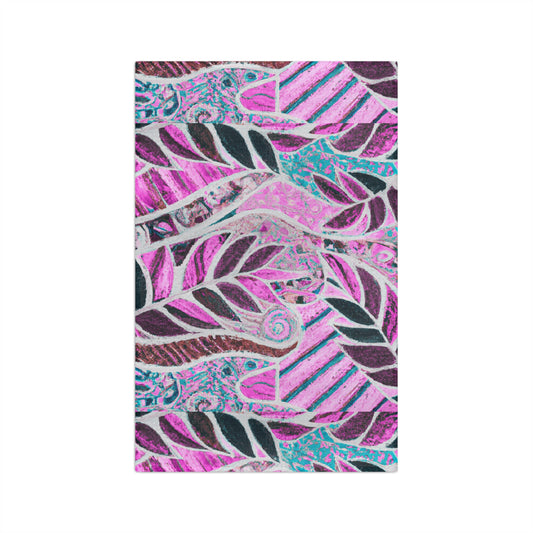 Microfiber Coffee/Tea Towel — Botanical Amazon Whimsy, pink