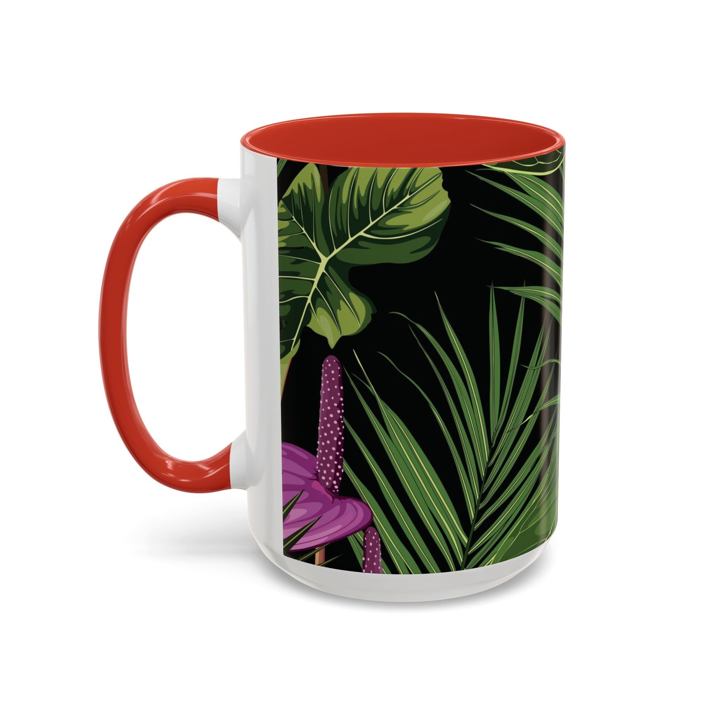 Accent Coffee Mug - Fun Tropical Drinkware for Flower Vibes /Anthurium and Palm