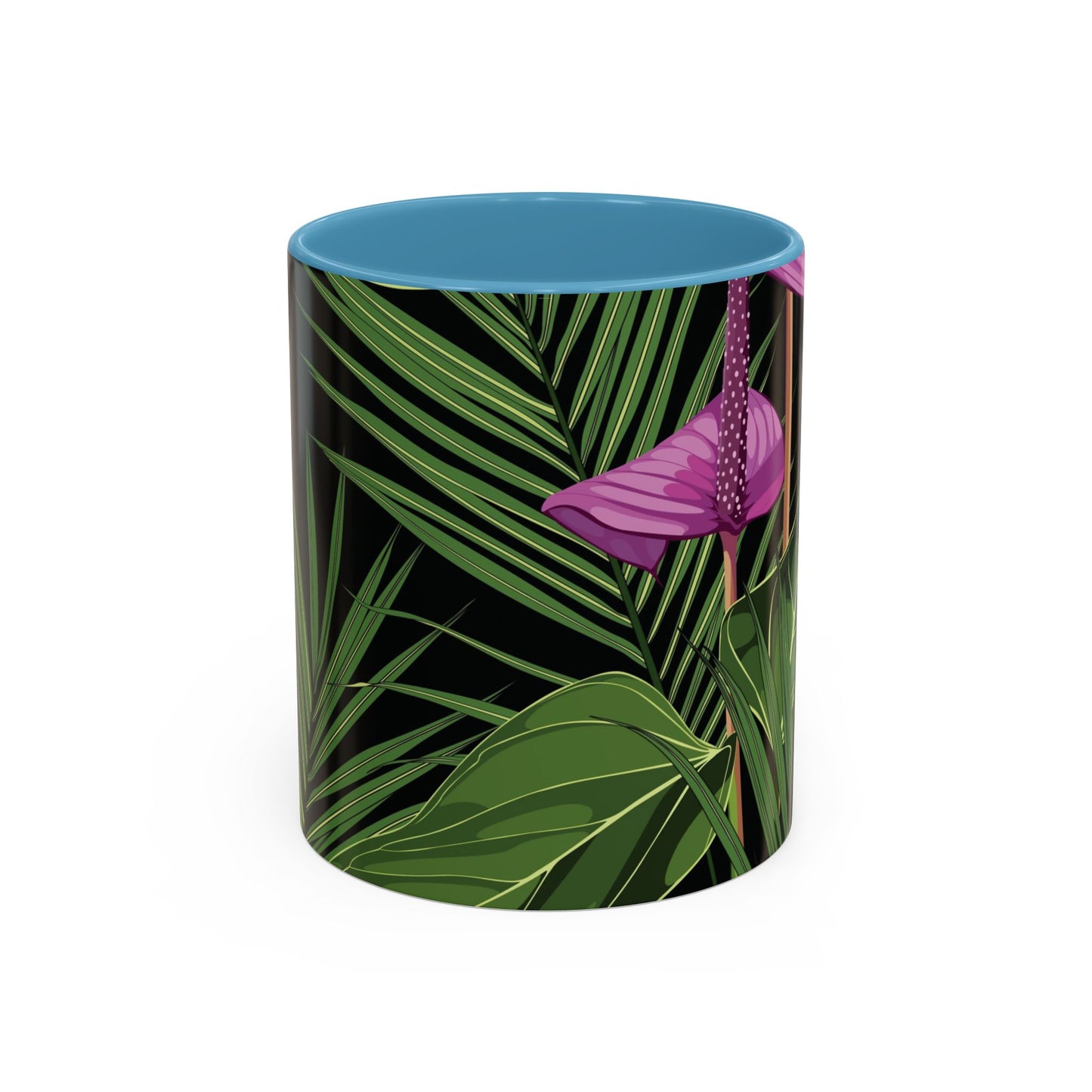 Accent Coffee Mug - Fun Tropical Drinkware for Flower Vibes /Anthurium and Palm