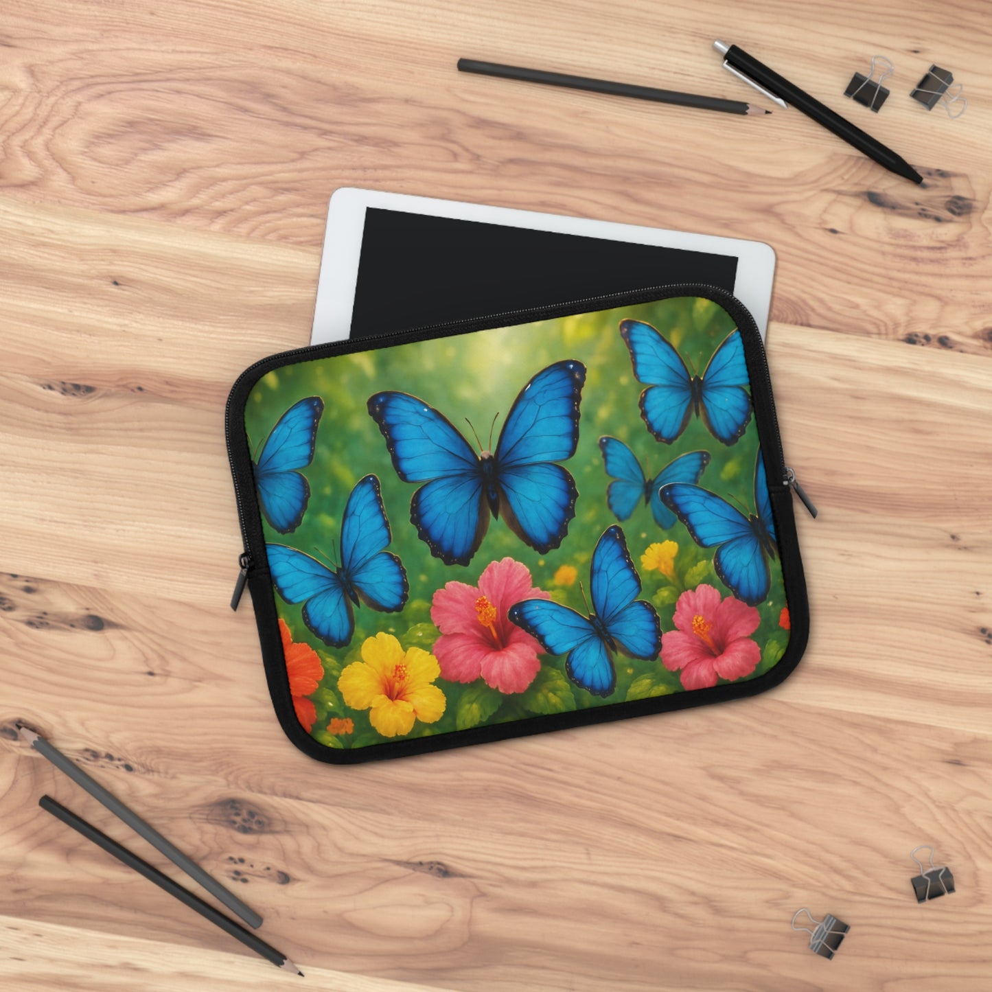 Tropical Laptop Sleeve, 5 Sizes - Perfect for Rainforest Lovers & Students / Morpho Butterfly Flight