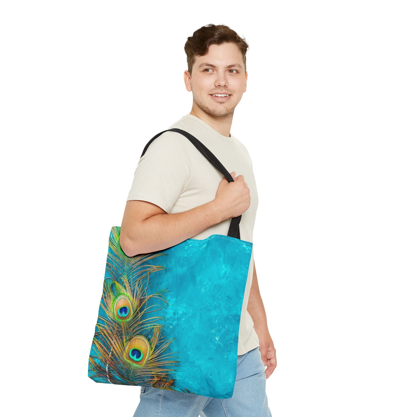 Peacock Turquoise Glow Tote Bag - 3 Sizes