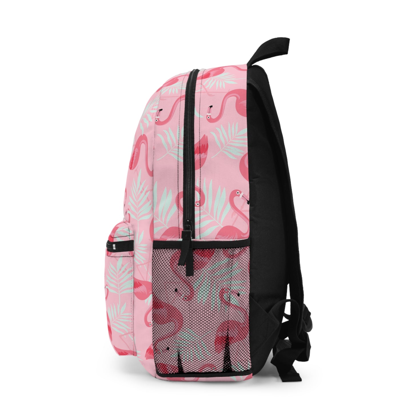 Tropical Floral Backpack  / Flamingo and White Palms