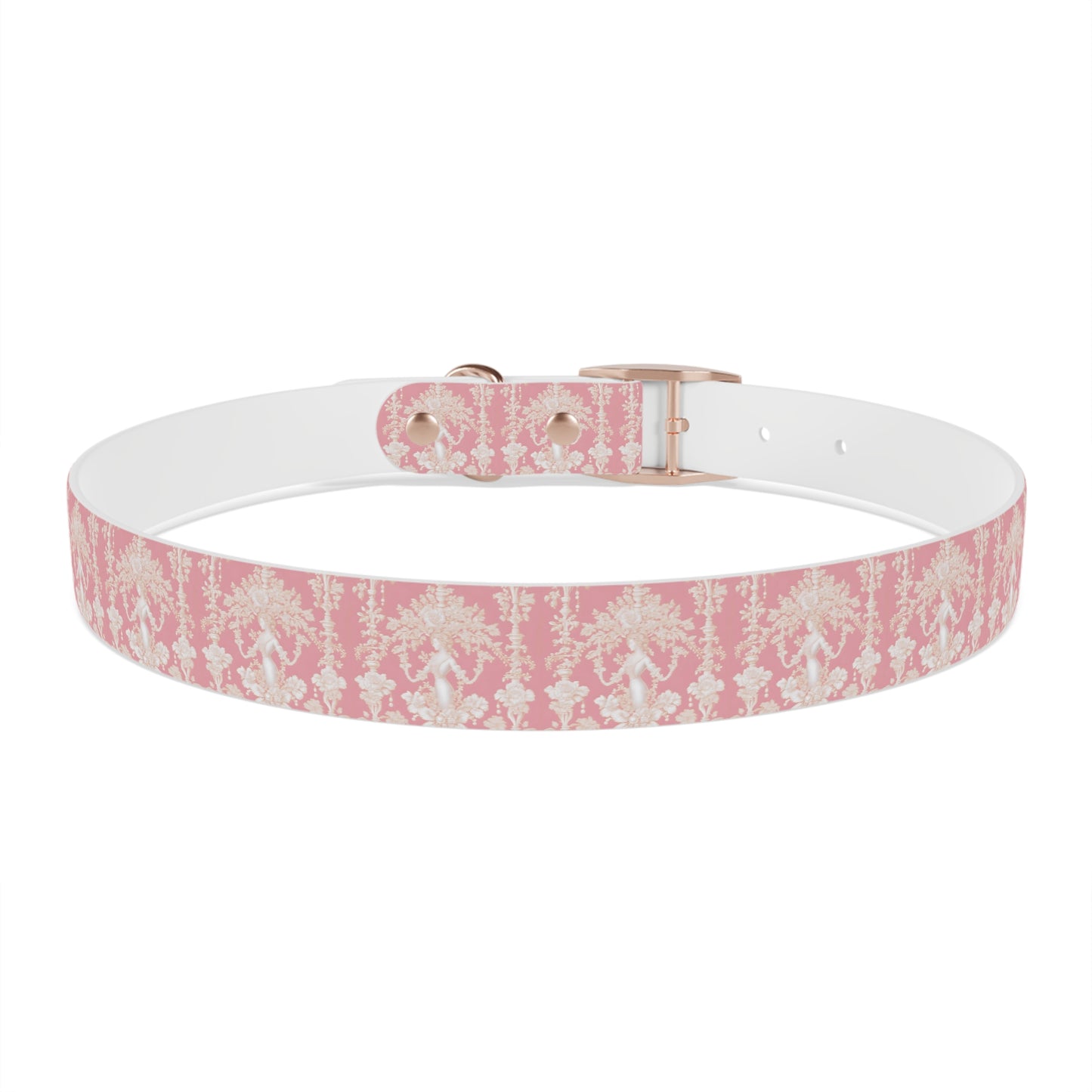 Dog Collar - Pearl Lady Toile, hibiscus pink