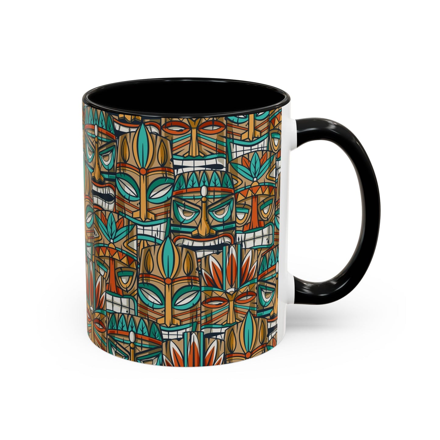 Accent Coffee Mug (11, 15oz), 8 Colors - Turquoise Tiki Party