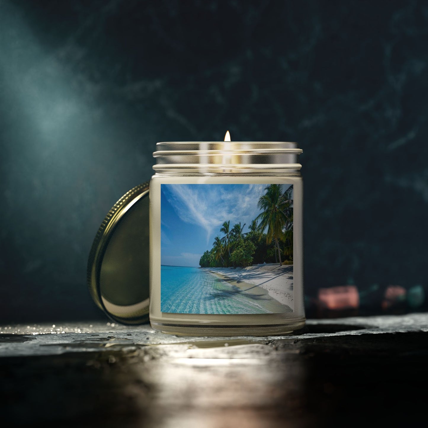 Scented Candles, Coconut Apricot Wax (4oz, 9oz) - Calming Private Beach