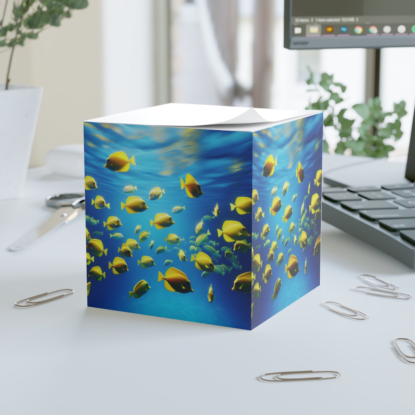 Note Cube - School of Fish, Yellow Tangs